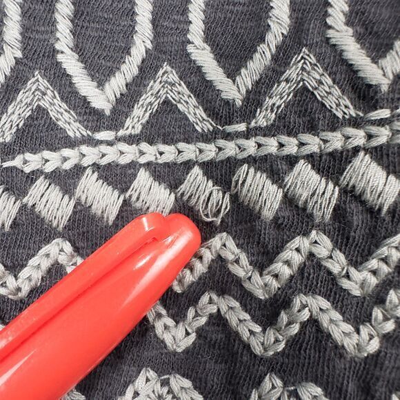 J Jill Embroidered Cotton Tunic Shift Dress Womens Medium Gray Boho Lagenlook - Picture 7 of 16